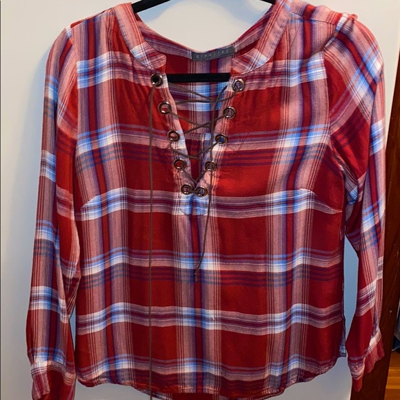 Nordstrom Tops - Lace Up Flannel Long Sleeve